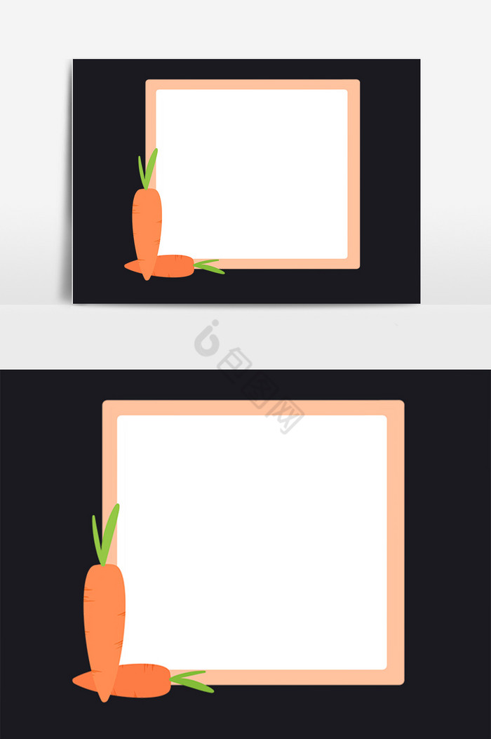 新鲜蔬菜萝卜边框插画图片