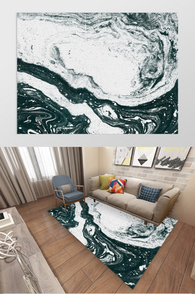现代简约手绘流动质感创意抽象地毯