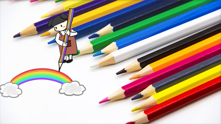 彩色文具铅笔绘画教学创意摄影插画GIF图片