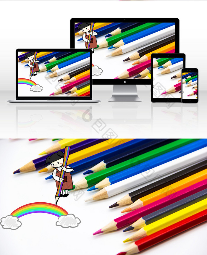 彩色文具铅笔绘画教学创意摄影插画GIF