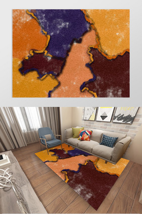 现代简约手绘抽象图形地毯图案