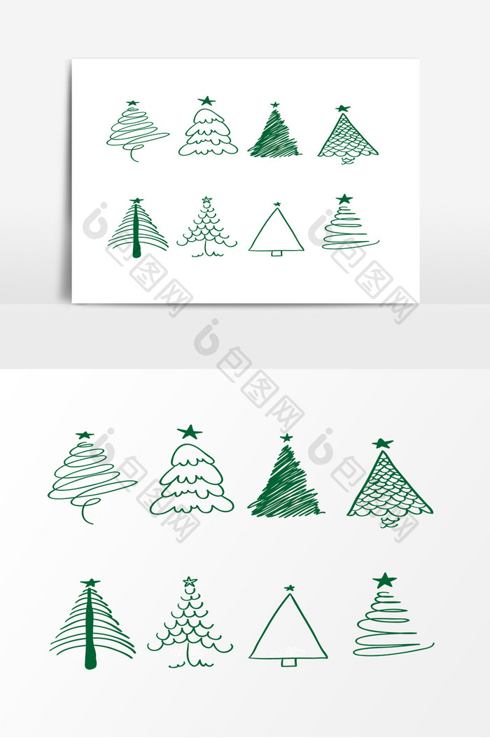绿色圣诞节圣诞树装饰素材