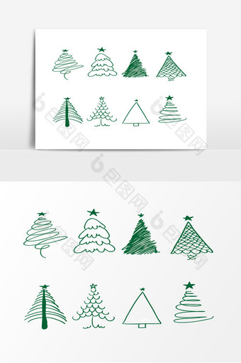 绿色圣诞节圣诞树装饰素材图片