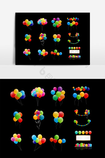 彩色漂浮气球设计素材图片