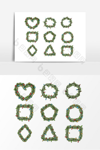 圣诞节几何装饰边框设计素材图片