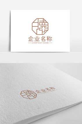 简约八边形德字企业LOGO