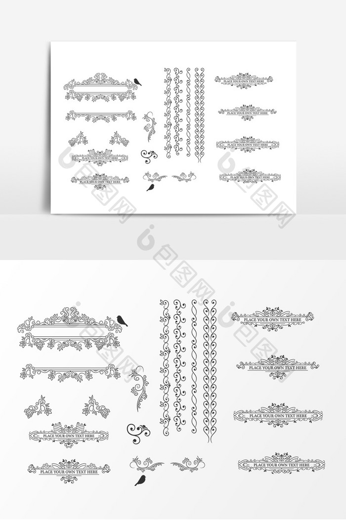 欧式花纹分割线设计素材