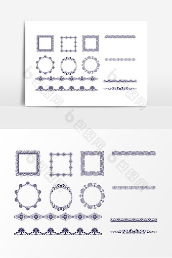 欧式花纹分隔栏边框设计素材图片