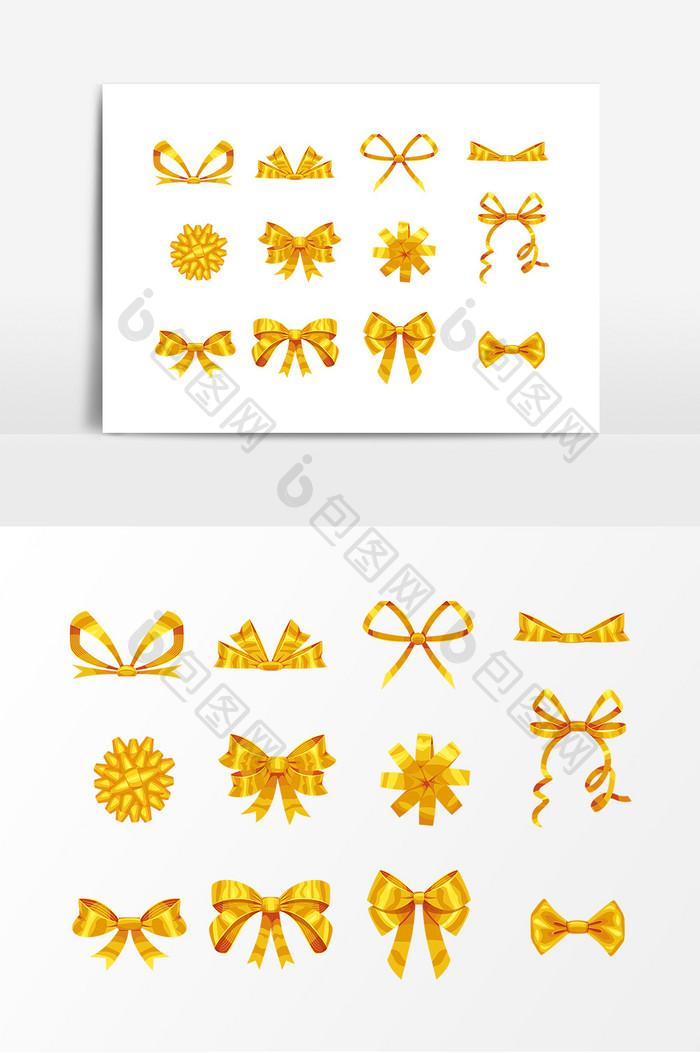 金色蝴蝶结包装设计素材