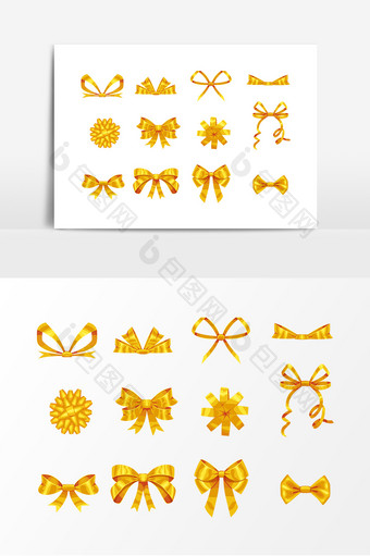 金色蝴蝶结包装设计素材图片