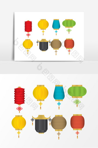矢量中国风灯笼挂饰设计素材图片