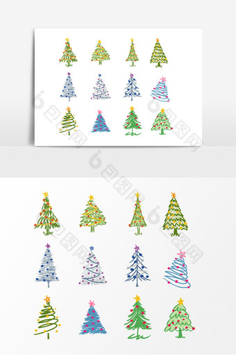 圣诞节绿色圣诞树装饰素材图片