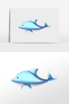 手绘海洋动物小海豚水生物插画