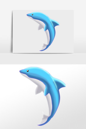 手绘海洋动物跳跃海豚水生物插画