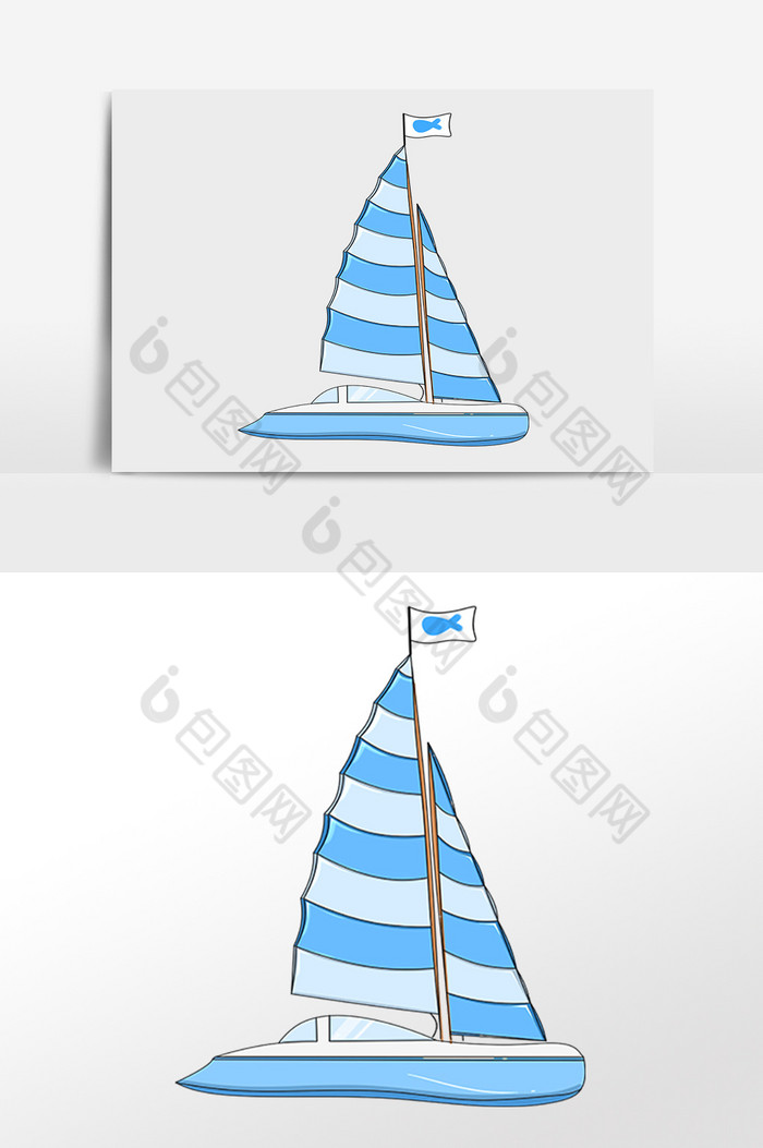 大海交通工具蓝条帆船插画图片图片