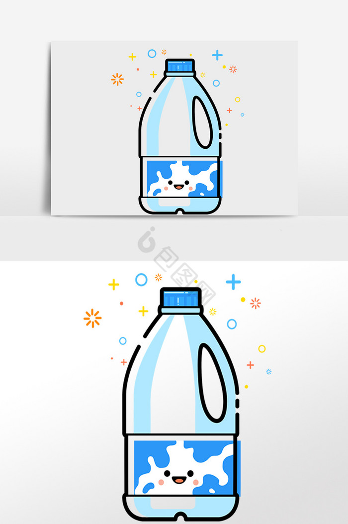 餐饮营养早餐一桶牛奶插画图片