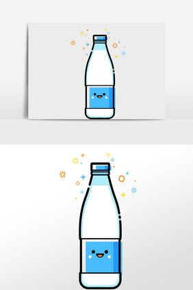 餐饮营养早餐一瓶牛奶插画