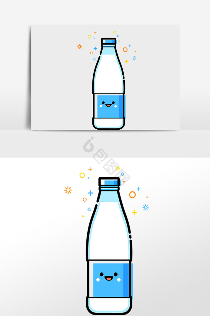 餐饮营养早餐一瓶牛奶插画图片
