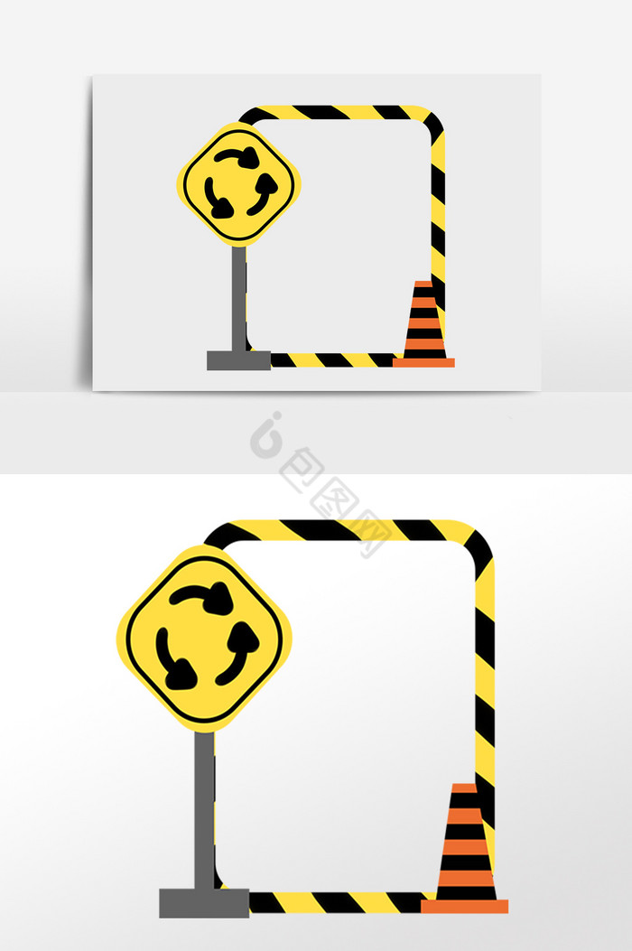 道路马路围栏装饰边框插画图片