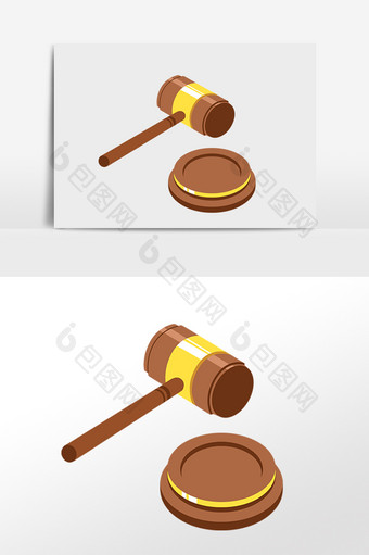 手绘法庭法度法官法槌捶子插画图片