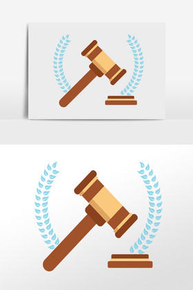 法庭法官木质法槌插画