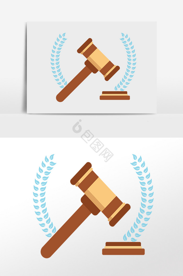 法庭法官木质法槌插画图片