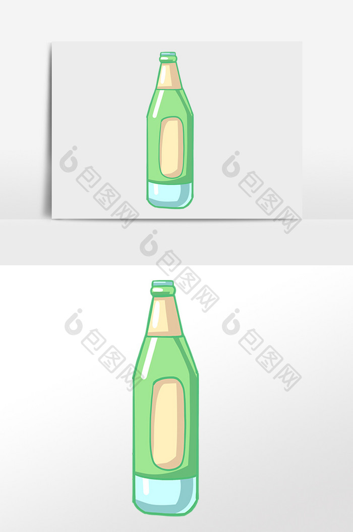 手绘夏季一瓶啤酒酒水饮料插画