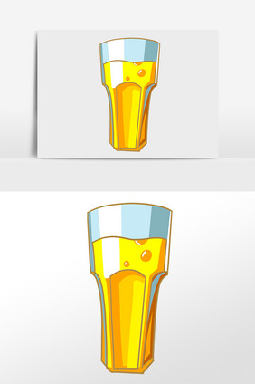 手绘夏季一杯啤酒酒水饮料插画