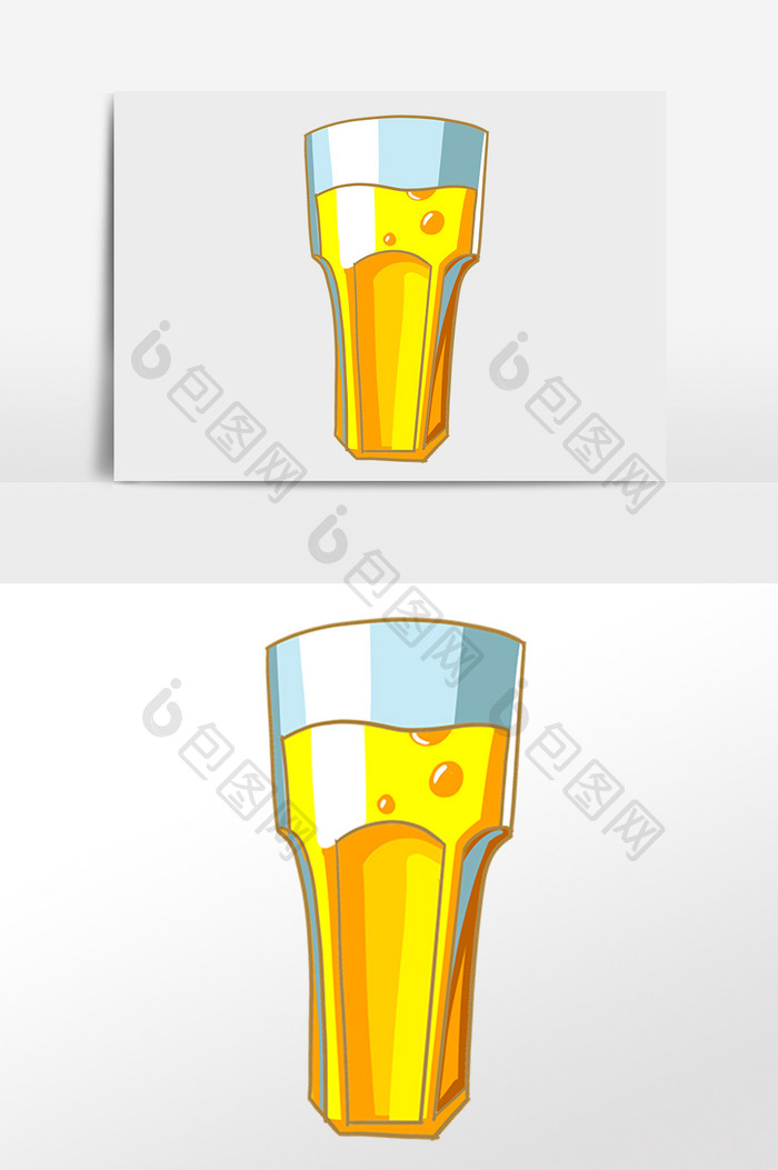 手绘夏季一杯啤酒酒水饮料插画