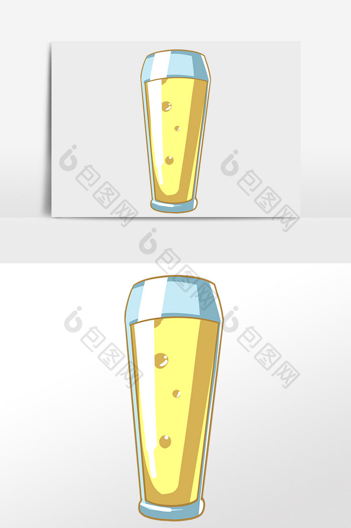 手绘夏季啤酒酒水饮料插画