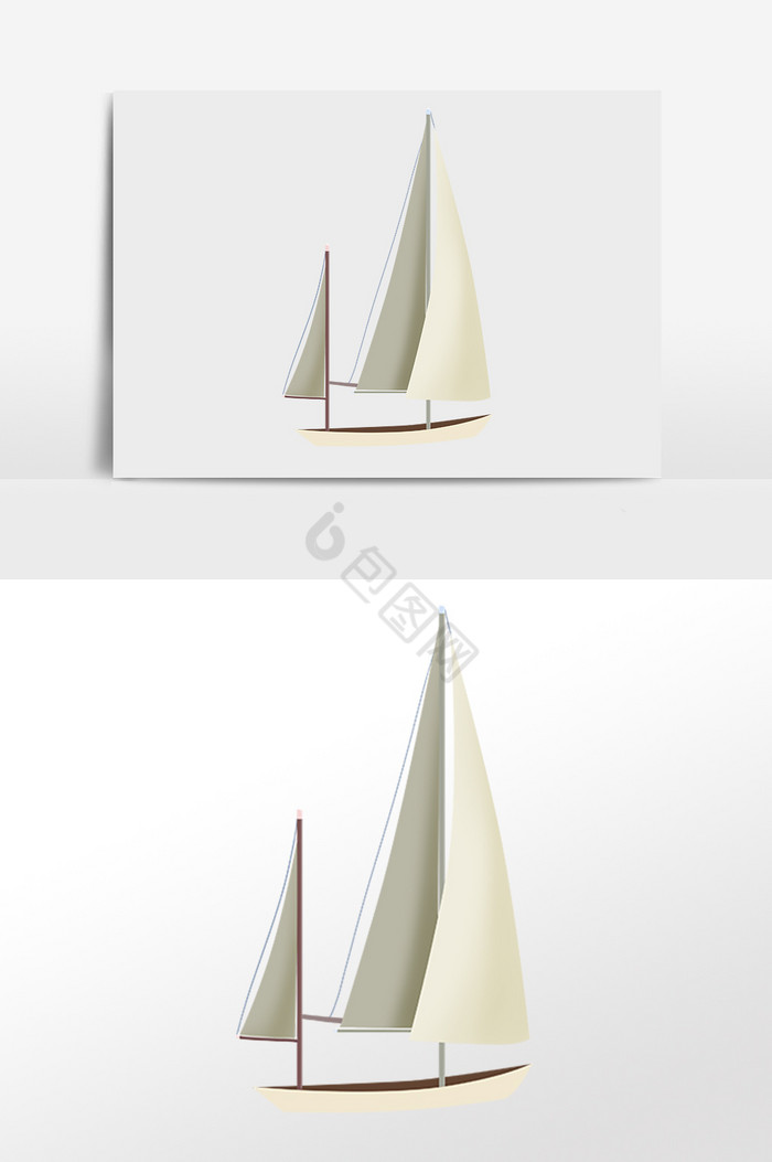 大海交通工具大型帆船插画图片