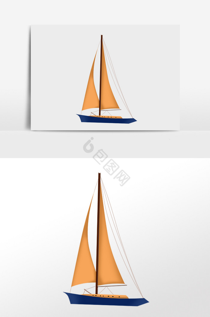 大海交通工具帆船插画图片