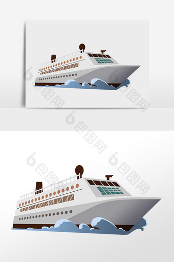 手绘度假旅游大型轮船游轮插画图片
