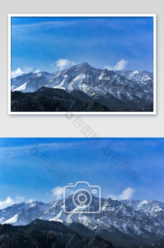 蓝色壮观雪山祁连山摄影图片