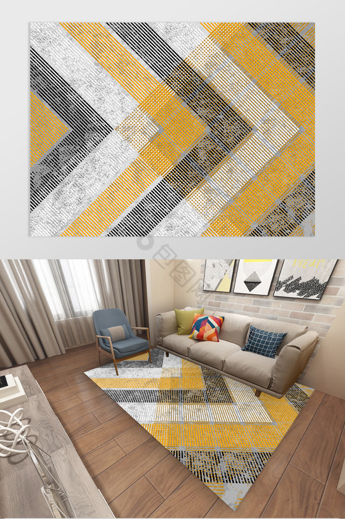 北欧抽象几何客厅酒店地毯图案图片