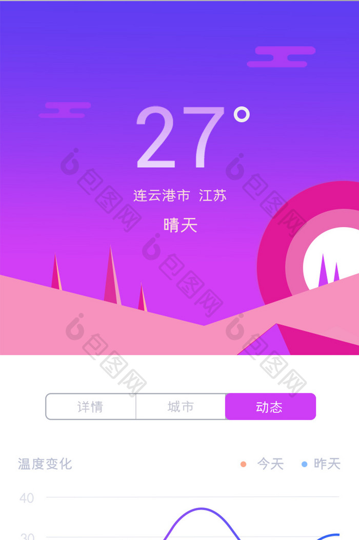 蓝紫渐变天气app温度天气预报温度变化