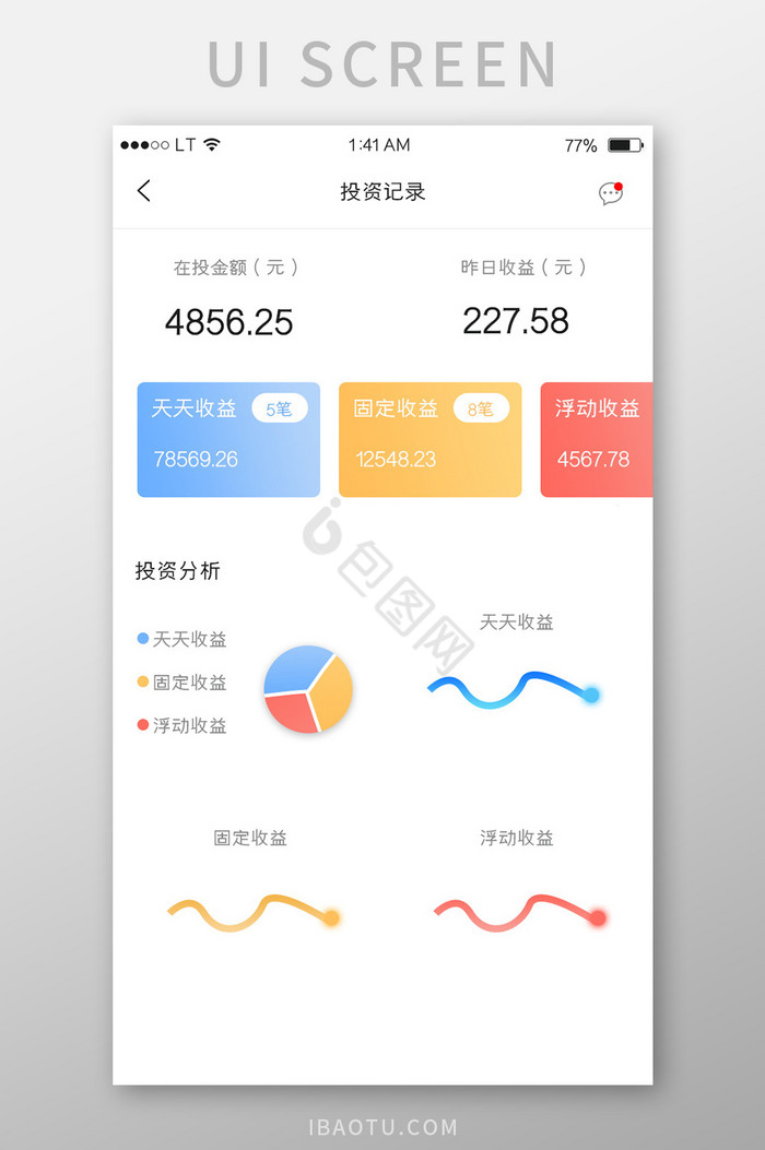 多彩绚丽投资收益分析界面图片
