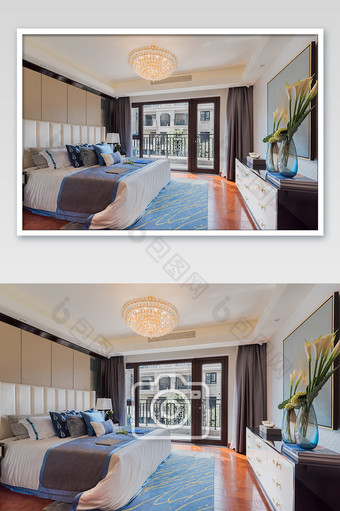 优雅大气新中式卧室家居摄影图图片