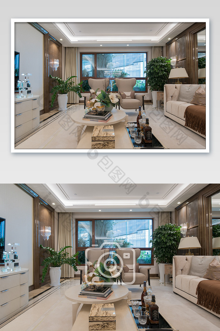 大气优雅的新中式客厅家居摄影图片