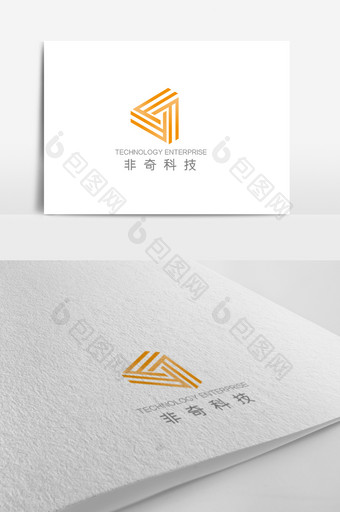 橙色时尚大气科技企业logo设计模板图片