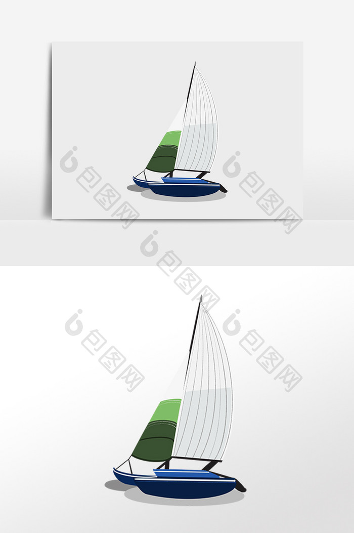 手绘航海运输工具游轮帆船插画