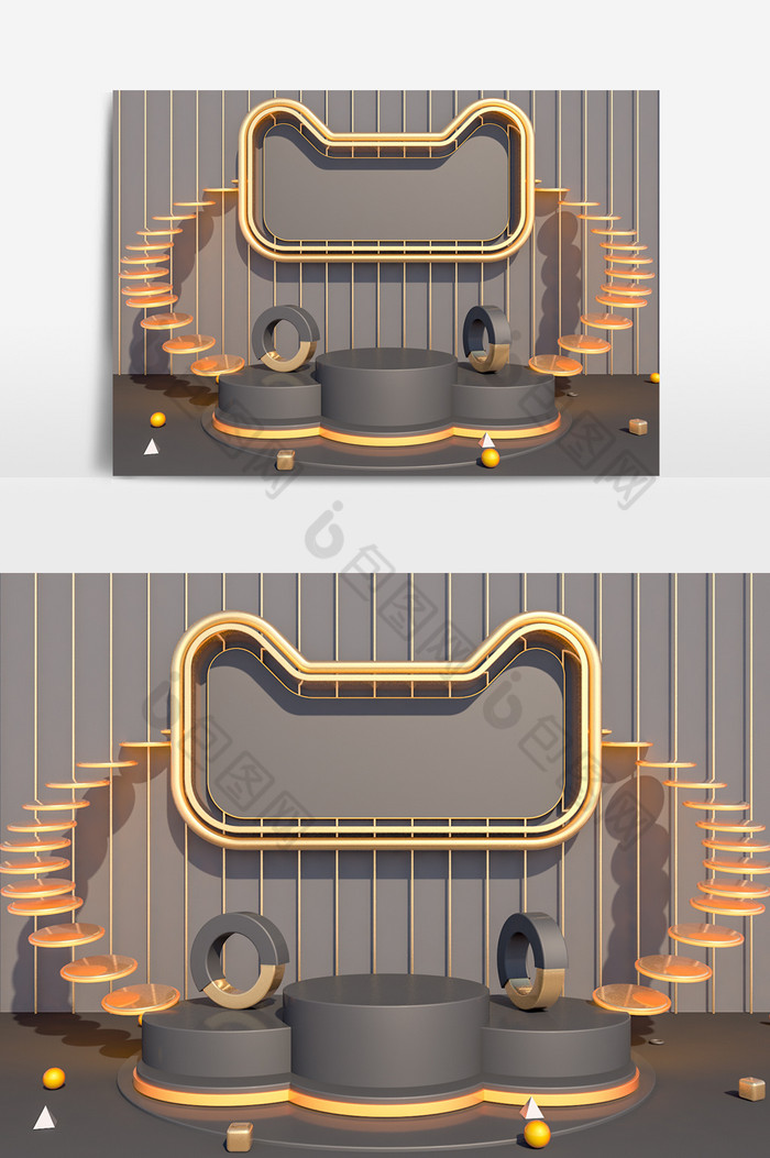C4D黑色电商风天猫场景模型标准渲染器图片图片