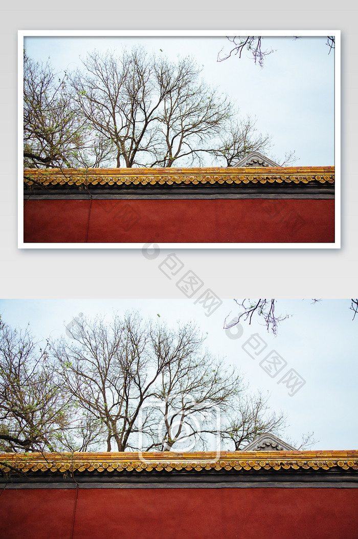红色故宫围墙摄影图