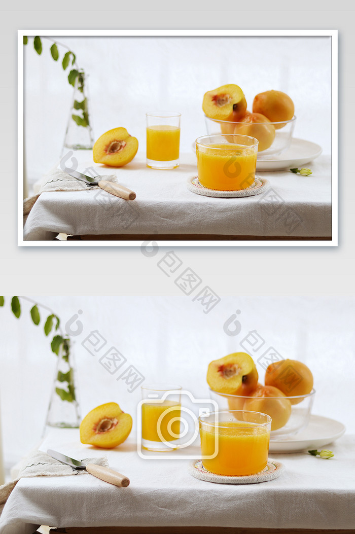 桃子黄桃汁果汁鲜榨果汁