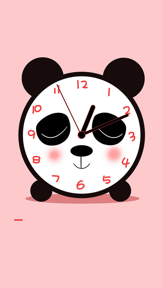 黑色卡通熊猫时钟转动GIF动画图片