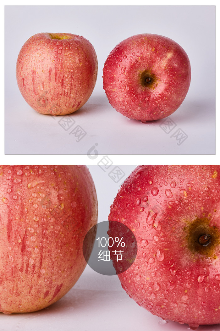 水珠红富士红色苹果水果新鲜美食摄影图片