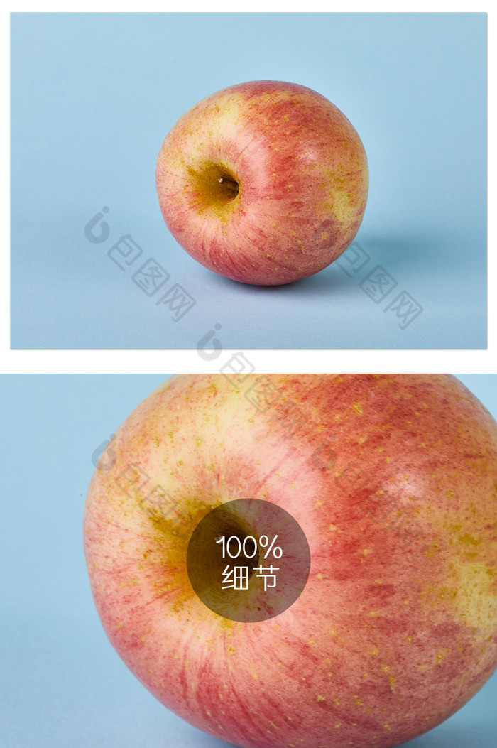 红富士苹果红色美食水果蓝色背景摄影图片图片