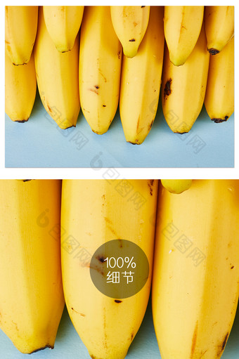 黄色整串香蕉水果美食蓝色背景摄影图片