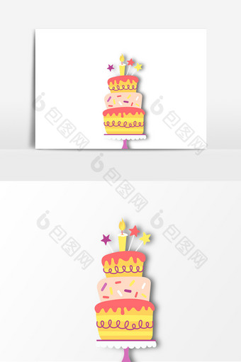 创意卡通生日蛋糕元素图片