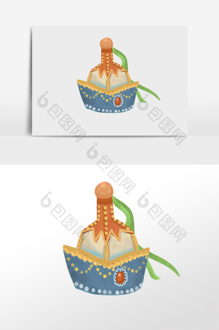 民俗蒙古族民族帽子插画图片